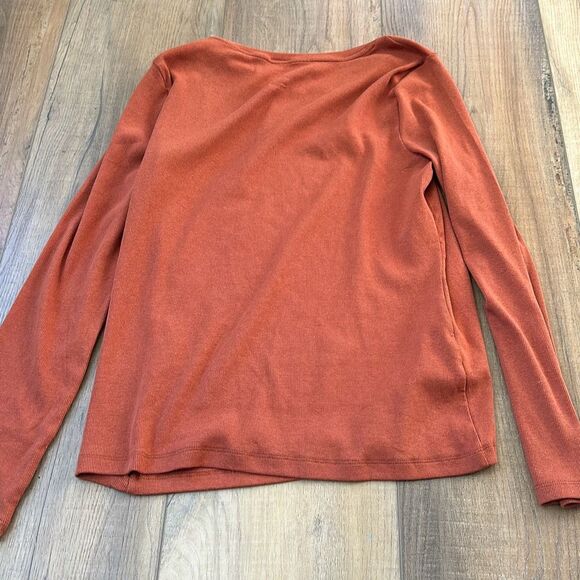 NWT A New Day Long Sleeve Top Large Womens Shirt Rust Fall Basic Solid Stretch - Picture 5 of 5